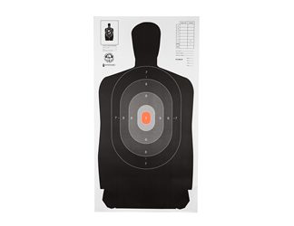Action Target B-27 North Carolina Criminal Justice Academy Target, Shaded Scoring Rings Starting Outside And Going Dark To Light With A Bright Orange Center, 24"x45", 100 Per Box