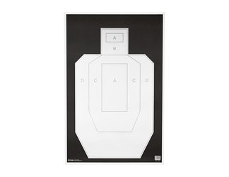 Action Target IPSC/PBKB, Unofficial IPSC Practice Target, High Visibility Black Background On White Paper, 23"x35", 100 Per Box