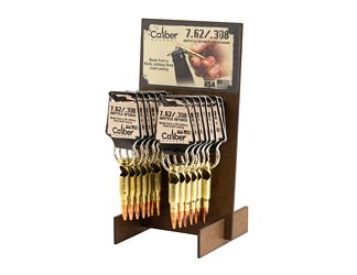 Caliber Gourmet 308 Bottle Opener Keychain Display, 24 Keychains, Gold