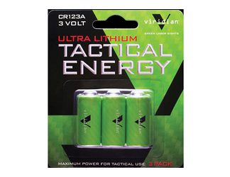 Viridian Weapon Technologies Battery, CR123A Lithium Battery, 3/Pack, Green