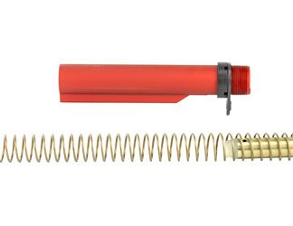 LBE Unlimited AR15 Milspec Buffer Tube Kit, Buffer Tube, Recoil Spring, Castle Nut, Receiver End Plate, Recoil Buffer, Red