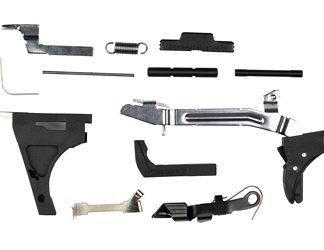 Lone Wolf Distributors Completion Kit for Full Size, Includes the Following Parts: LWD-UTH - Lone Wolf Universal Trigger Housing (w/ LWD-1882 - LWD .40 Ejector), Glock Trigger with Trigger Bar (Fits Gen3 and Gen4), LWD-342 - LWD 3.5 lb Connector, LWD-ESLL - LWD Extended Slide Lock Lever Black, LWD-7496 - LWD Extended Slide Stop 3 pin, LWD-350-6 - LWD Trigger Spring 6 lb., LWD-420 - LWD Trigger Pin, LWD-4368 - LWD Locking Block Pin, LWD-280 - LWD Mag Catch Spring, LWD-1981 - LWD Magazine Catch Extended, LWD-5446 - LWD Fullsize Side Lock Spring
