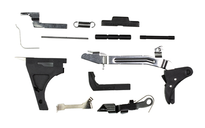 Lone Wolf Distributors Completion Kit for Full Size, Includes the Following Parts: LWD-UTH - Lone Wolf Universal Trigger Housing (w/ LWD-1882 - LWD .40 Ejector), Glock Trigger with Trigger Bar (Fits Gen3 and Gen4), LWD-342 - LWD 3.5 lb Connector, LWD-ESLL - LWD Extended Slide Lock Lever Black, LWD-7496 - LWD Extended Slide Stop 3 pin, LWD-350-6 - LWD Trigger Spring 6 lb., LWD-420 - LWD Trigger Pin, LWD-4368 - LWD Locking Block Pin, LWD-280 - LWD Mag Catch Spring, LWD-1981 - LWD Magazine Catch Extended, LWD-5446 - LWD Fullsize Side Lock Spring