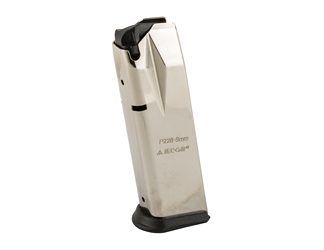 Mec-Gar USA Pistol Magazine, 9MM, 15 Rounds, Fits Sig P228 Pistols, Steel, Silver, Nickel Finish