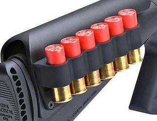 Mesa Tactical 6-Shell Side Saddle, 12 Gauge, Fits Urbino Riser, On-gun shotshell carriers, Black Finish