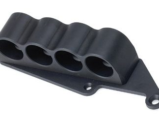 Mesa Tactical 4-Shell Left Side Saddle, 12 Gauge, Rugged, Reliable On-gun Shotshell Carriers, Fits Remington 870, Black