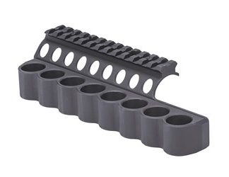 Mesa Tactical  8-Shell Side Saddle, 12 Gauge, Fits Benelli M4, SureShell Saddle Mount w/ Rail, Black Finish