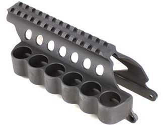 Mesa Tactical 6-Shell Side Saddle, 12 Gauge, SureShell Saddle with Rail, Fits Remington 870, Black