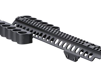 Mesa Tactical 6-Shell, Both Sides, Side Saddle, 12 Gauge, SureShell Saddle with Rail 13", Fits Kel-Tec KSG, Black
