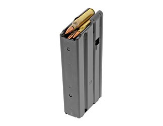 DURAMAG Magazine, 223 Remington/5.56 NATO, 20 Rounds, Fits AR Rifles, Orange AGF Follower, Stainless Steel, Black