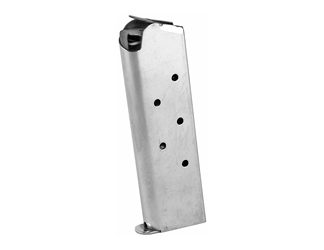 Ed Brown Magazine, 45ACP, 7 Rounds, Fits 1911, Includes 1 Thick and 1 Thin Base Pad, Stainless, Silver