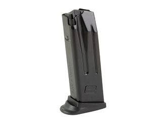 Heckler & Koch Magazine, 9MM, 10 Rounds, Fits P2000/USP9 Compact, Finger Rest, Blued Finish, Red Follower