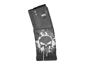 Mission First Tactical Magazine, 223 Remington/5.56 NATO, Fits AR-15, 30 Rounds, Punisher Skull Splatter White