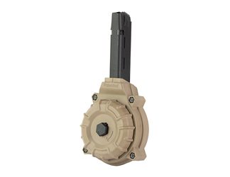 ProMag Industries Magazine, 9MM, 50 Round Drum, Fits Glock 17/19, Polymer, Flat Dark Earth