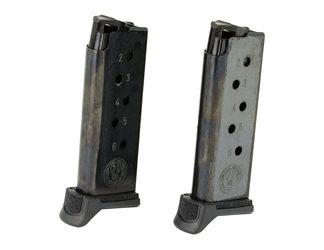 Ruger Magazine, 380ACP, 6 Rounds, Fits Ruger LCP II, 2 Pack, Steel, Black