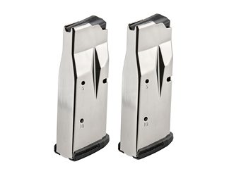 Ruger Magazine, 9MM, 10 Rounds, Fits Ruger MAX-9, 2 Pack Steel, Silver