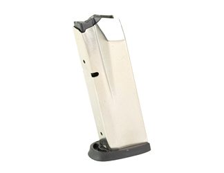 Smith & Wesson Magazine, 45ACP, 10 Rounds, Fits M&P, Black Base Plate, Matte Finish, Silver