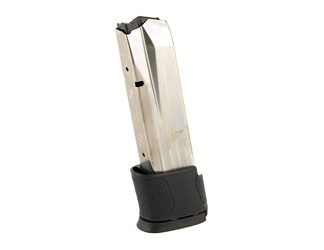 Smith & Wesson Magazine, 45ACP, 14 Rounds, Fits M&P, with BlackGrip Extension, Stainless, Silver