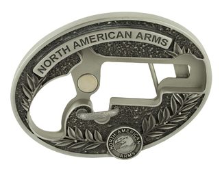 North American Arms Long Rifle Oval Ornate Belt Buckle, For 1 1/8 Long Rifle only, Secure Clip Release, Fits Belts 1" to 1 1/2" Wide