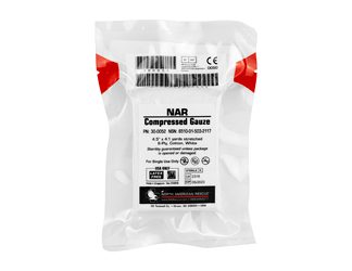 North American Rescue Compressed Gauze, 4.5" x 4.1yd Sterile 6-Ply 100% Cotton Gauze, Crinkle Weave, Latex Free