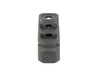 Noveske Muzzle Brake, 5.56 NATO, Fits AR, 1/2X28 Thread Pitch, Matte Finish, Black, Two Port, Noveske Cross Engraved