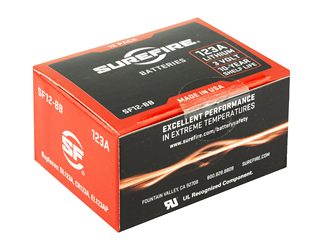 Surefire Battery, CR123A Lithium,12 Pack, Red