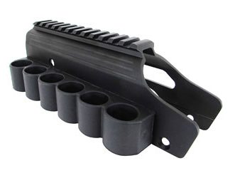 TacStar Shotgun Rail Mount with SideSaddle, 12 Gauge, Fits Mossberg 500/590, Black Finish