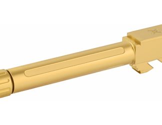 True Precision Barrel, 9MM, Gold, Thread Protector, Threaded, Fits Glock 17, Titanium Nitride
