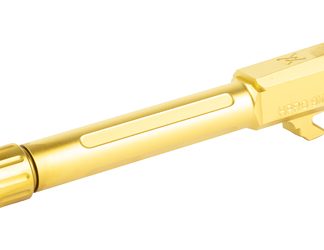 True Precision Barrel, 9MM, Threaded 1/2X28, Fits Springfield Hellcat Pro, Titanium Nitride Finish, Gold