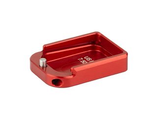 Taran Tactical Innovation Base Pad, Magazine Extension, Fits 2011 Style Magazines in 9MM/38 Super, +2 Rounds of 9MM, Anodized Finish, Bright Red