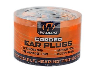 Walker's Corded Ear Plug, Foam, Orange, Tub Contains 50 (2) Plug Pairs
