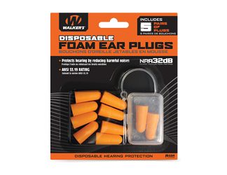 Walker's Ear Plug, Foam, Orange, 5 Pairs per Pack, Includes Plastic Storage case