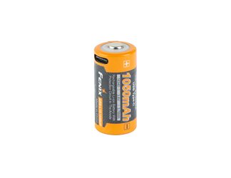 FENIX USB Rechargeable 16340 Battery, USB-C Charging Port, 1050mAh, 3.6V, Black