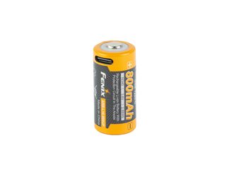 FENIX USB-C Rechargeable 16340 Battery, USB-C Charging Port, 800mAh, 3.6V, Black